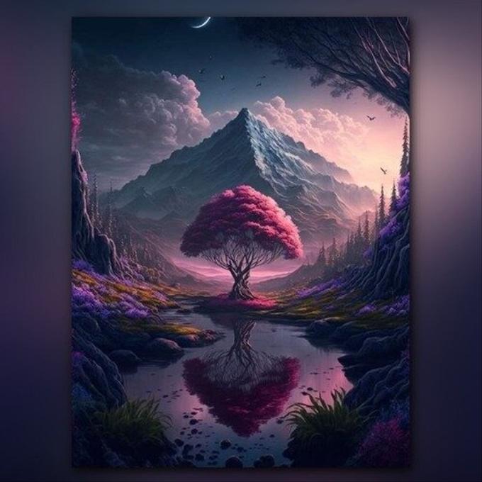 أدوات رسم لوحة شجرة الساكورا