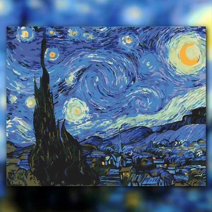 أدوات رسم لوحة ليلة النجوم