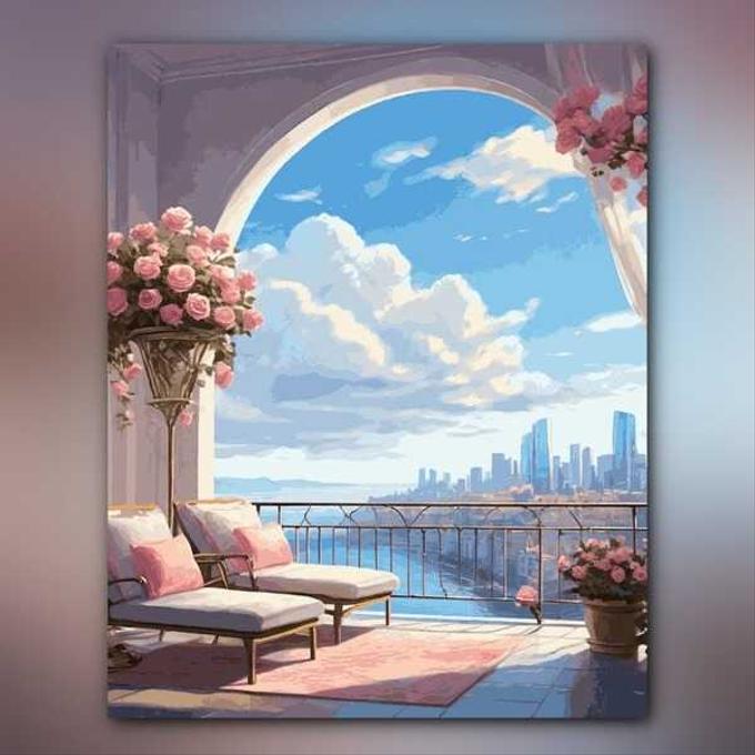 أدوات رسم لوحة طلّة نيويورك المزهرة