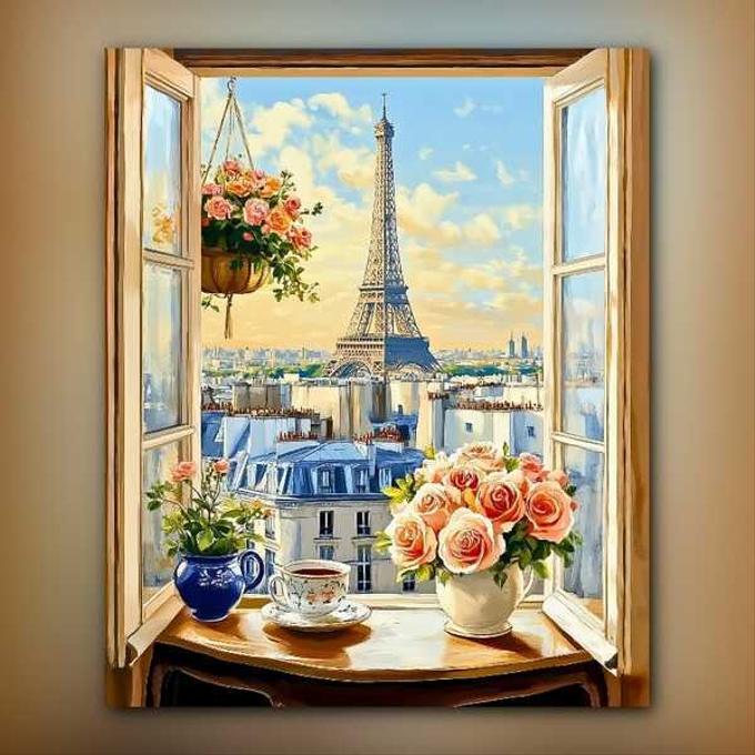أدوات رسم لوحة صباح باريسي