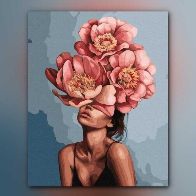 أدوات رسم لوحة فتاة مزهرة