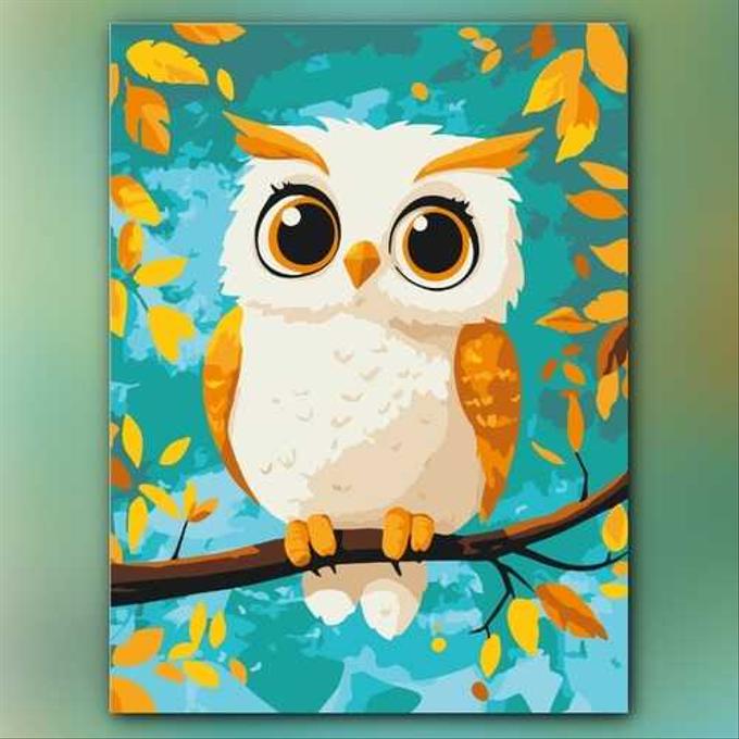 أدوات رسم لوحة بومة الخريف