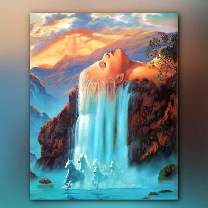 أدوات رسم لوحة شلال الاسترخاء