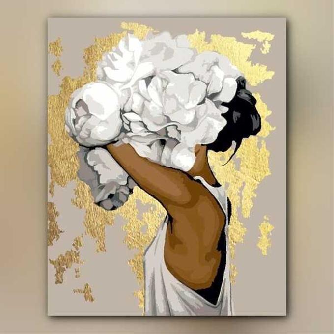 أدوات رسم لوحة سيدة الورود الذهبية