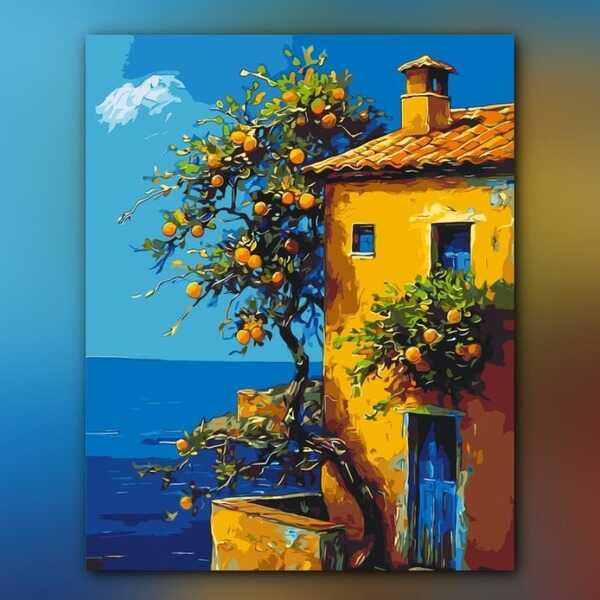 أدوات رسم لوحة على شاطئ المتوسط