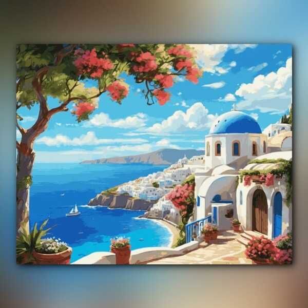 أدوات رسم لوحة حلم سانتوريني