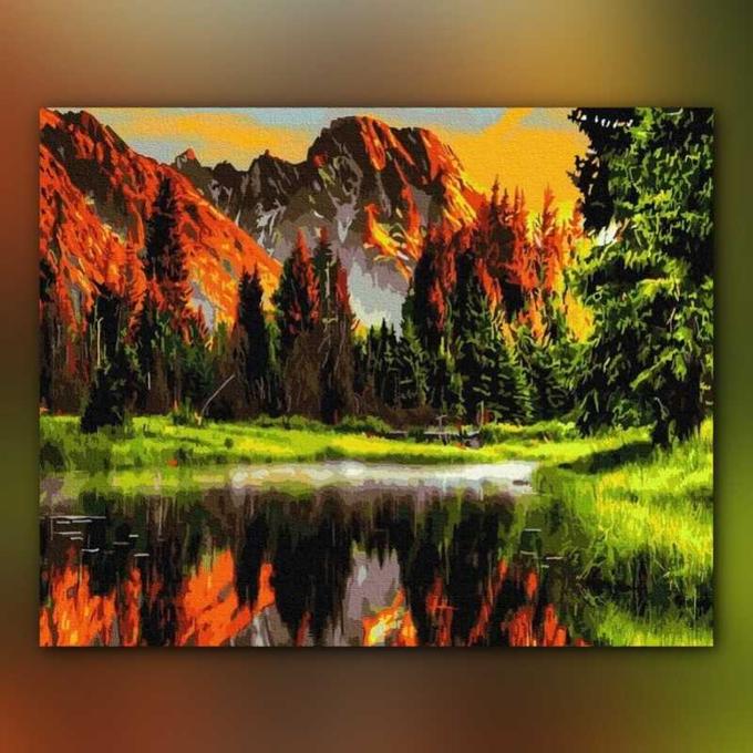 أدوات رسم لوحة غروب فوق الغاببة