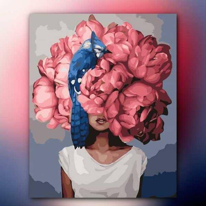 أدوات رسم لوحة فتاة الورود