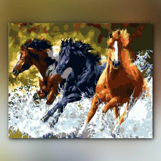 أدوات رسم لوحة قطيع الخيول