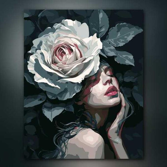 أدوات رسم لوحة سيدة الورد