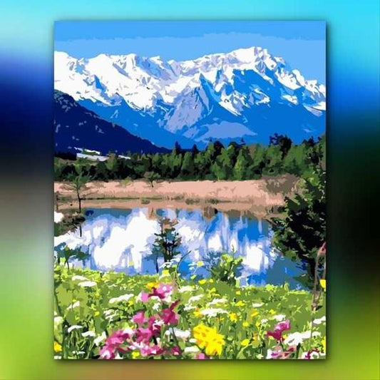 أدوات رسم لوحة جبال الربيع