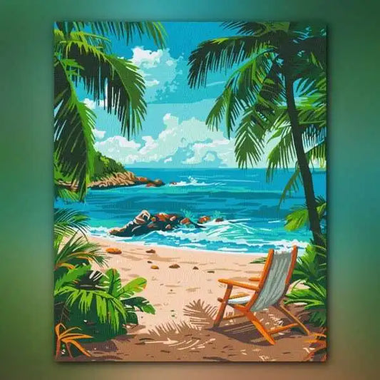 أدوات رسم لوحة هدوء الشاطئ