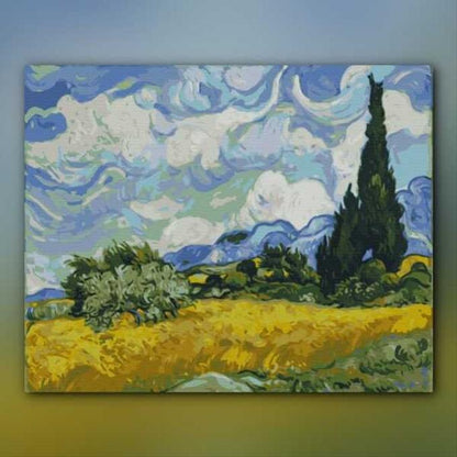 أدوات رسم لوحة حقل القمح الأخضر