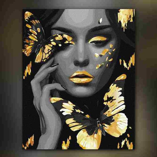 أدوات رسم لوحة فراشات ذهبية