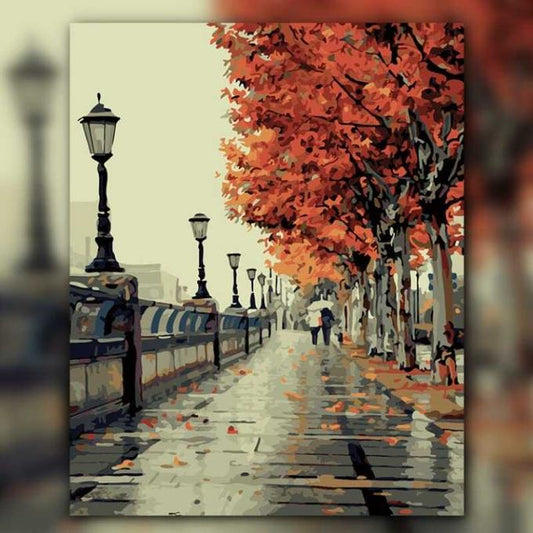 أدوات رسم لوحة شتاء الخريف