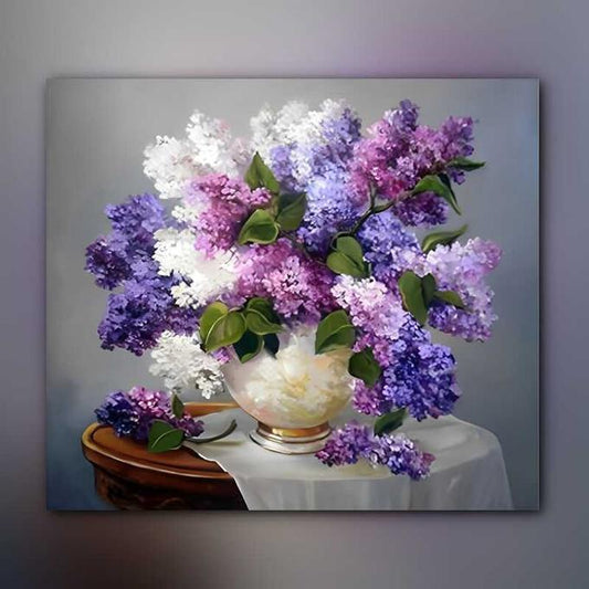 أدوات رسم لوحة مزهرية البنفسج