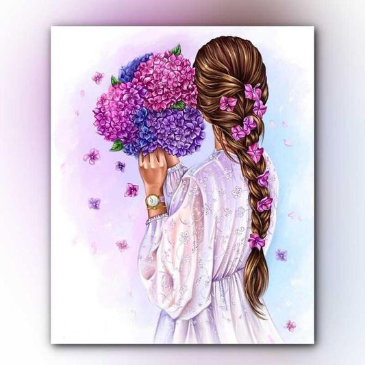 أدوات رسم لوحة فتاة البنفسج