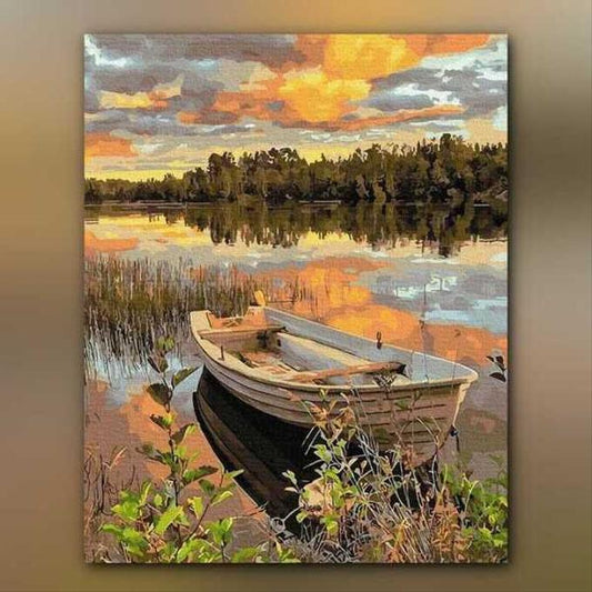 أدوات رسم لوحة مساء على نهر