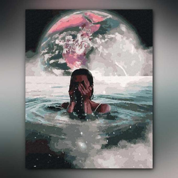 أدوات رسم لوحة قمر فوق المحيط