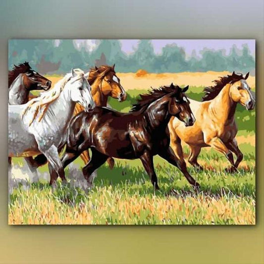 أدوات رسم لوحة خيول الفرسان