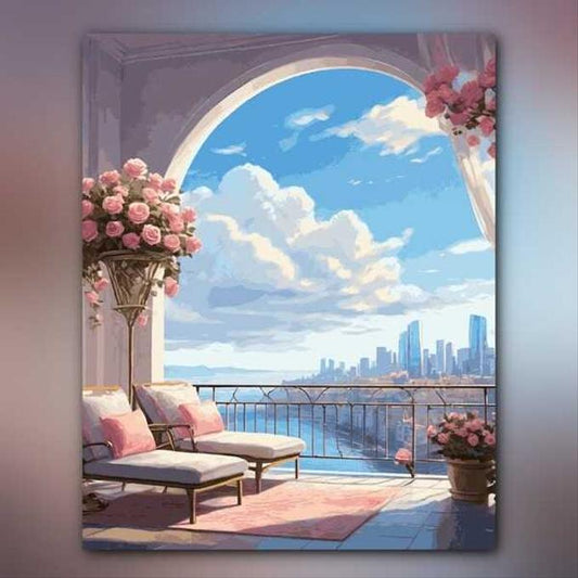 أدوات رسم لوحة طلّة نيويورك المزهرة