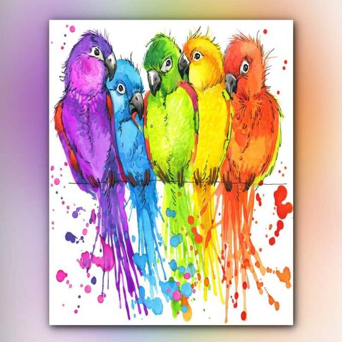 أدوات رسم لوحة ألوان الببغاء