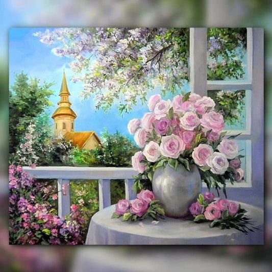 أدوات رسم لوحة نافذة الربيع