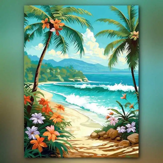 أدوات رسم لوحة شاطئ صيفي