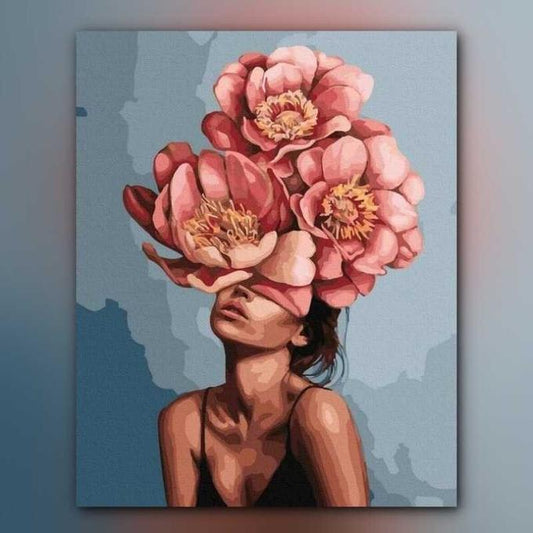 أدوات رسم لوحة فتاة مزهرة