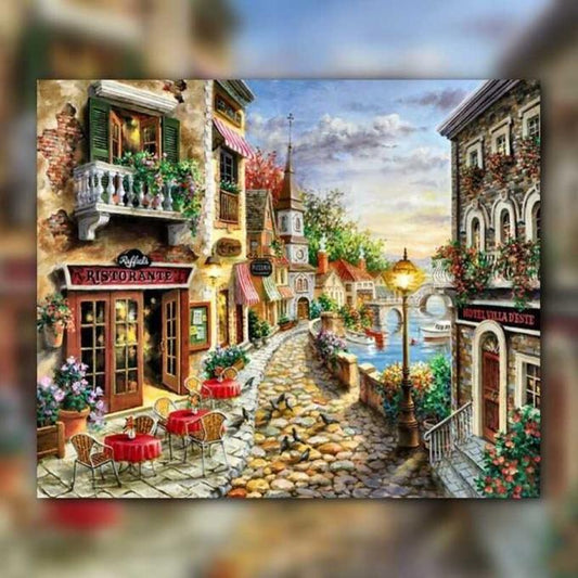 أدوات رسم لوحة رصيف البلدة
