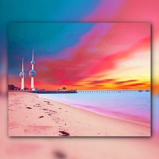 أدوات رسم لوحة غروب العاصمة