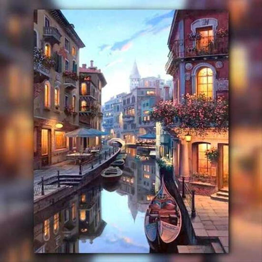 أدوات رسم لوحة ليلة في البندقية