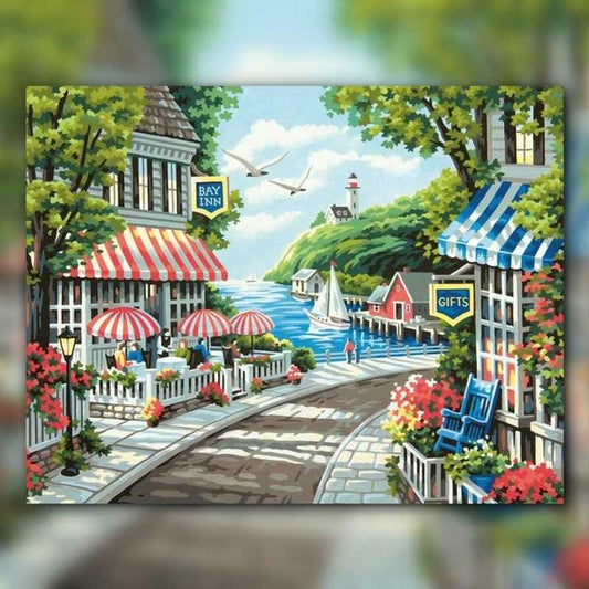 أدوات رسم لوحة رصيف البحر