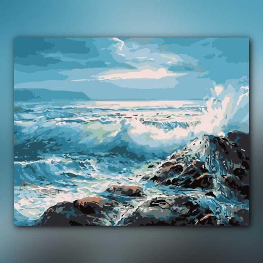 أدوات رسم لوحة أمواج الصخور