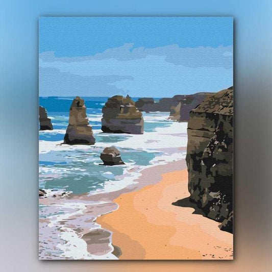 أدوات رسم لوحة صخور البحر