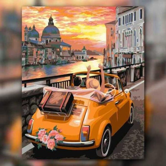 أدوات رسم لوحة رحلة إلى مدينة العشاق