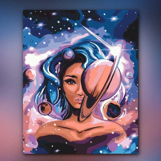 أدوات رسم لوحة فتاة الكواكب
