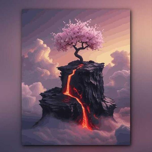 أدوات رسم لوحة شجرة الصخر البركاني