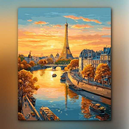 أدوات رسم لوحة غروب باريس الذهبي