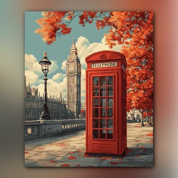 أدوات رسم لوحة أوراق لندن الحمراء