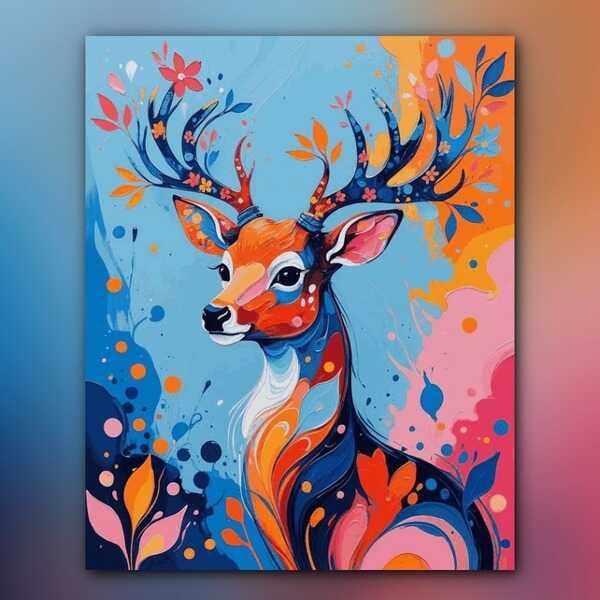 أدوات رسم لوحة الغزال المزهر