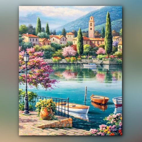 أدوات رسم لوحة هدوء البحيرة
