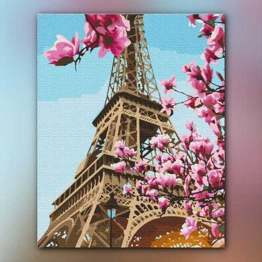 أدوات رسم لوحة زهور برج إيفل