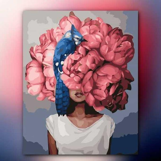 أدوات رسم لوحة فتاة الورود