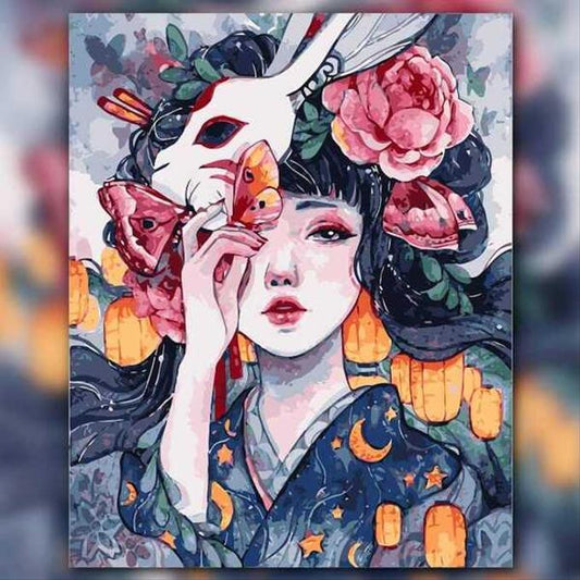 أدوات رسم لوحة خلف القناع