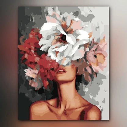 أدوات رسم لوحة الجمال وراء الزهور
