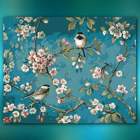 أدوات رسم لوحة طيور على شجرة